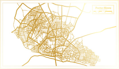 Porto Novo Benin City Map in Retro Style in Golden Color. Outline Map.