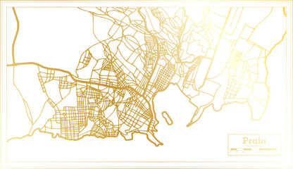 Praia Cape Verde City Map in Retro Style in Golden Color. Outline Map.