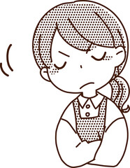 主婦・女性保育士　モノクロコミック風