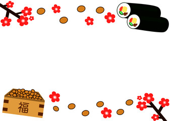 節分フレーム食材　カラーイラスト