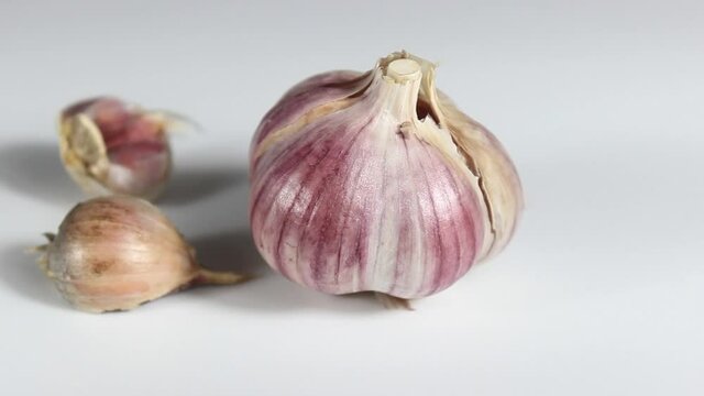 A whole head of garlic close up. Products. Selective focus.