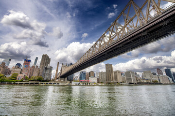 Manhattan skyline from Roosevelt Island, New York City, USA