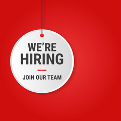 We're Hiring Banner Template. Business Recruiting Concept - EPS 10 Vector