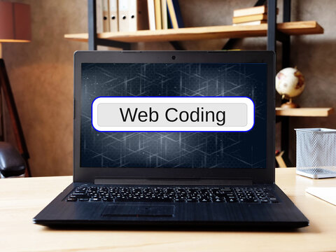 Business concept about Web Coding  with phrase on the piece of paper.