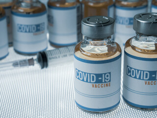 vaccine covid 19 in bottle for medical content.