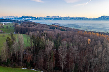 viewof the alps on a cold morning 