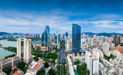 Cityscape of Bailuzhou Park, Xiamen, China