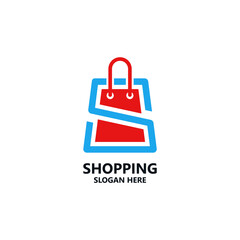 Shopping bag concept with letter S, business logo design.