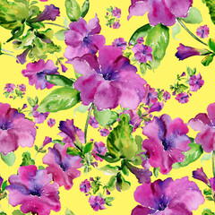 Seamless pattern beautiful delicate petunias