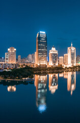 Obraz na płótnie Canvas City night view of Bailuzhou Park, Xiamen, China