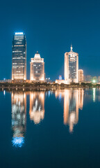 Fototapeta na wymiar City night view of Bailuzhou Park, Xiamen, China