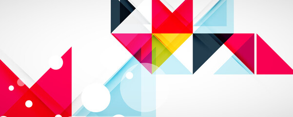 Geometric abstract background. Techno color triangle shapes. Vector illustration for covers, banners, flyers and posters and other designs