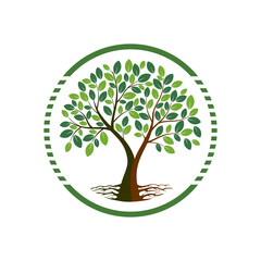 tree logo with circular shape vector isolated