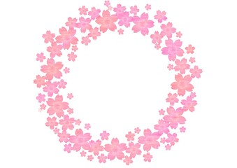 桜の花が集まったピンク色の丸いフレーム no.04