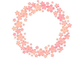 桜の花が集まったピンク色の丸いフレーム no.03