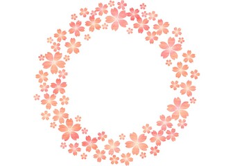 桜の花が集まったピンク色の丸いフレーム no.01
