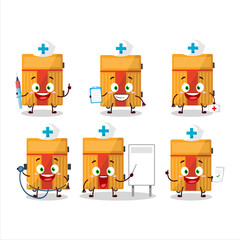Doctor profession emoticon with yellow lugage cartoon character