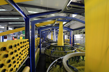 Mechanical equipment in a packaging products processing line, North China