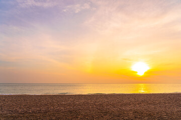 Beautiful landscape of sea beach ocean at sunset or sunrise time