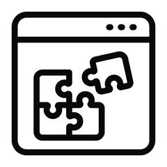 
Jigsaw inside website, quiz webpage glyph icon
