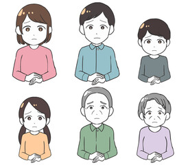 悩む6人家族　上半身