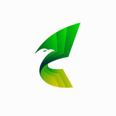 Green bird with paper concept