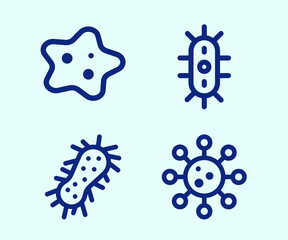 vector line style corona virus, bacteria and germ icon