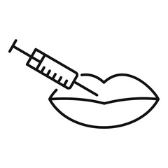 Lips syringe icon. Outline lips syringe vector icon for web design isolated on white background
