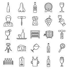 Restaurant sommelier icons set. Outline set of restaurant sommelier vector icons for web design isolated on white background