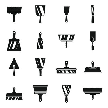 Putty knife tool icons set. Simple set of putty knife tool vector icons for web design on white background