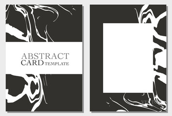 Abstract card template with black marble texture