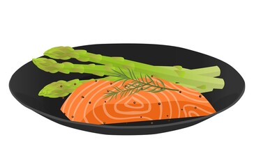 salmon steak with asparagus, kito food