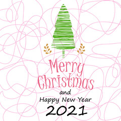 Merry Christmas and Happy New Years 2021 Celebration Vector Template Design Illustration