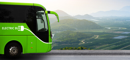 Electric tourist bus in front of mountain valley  © scharfsinn86