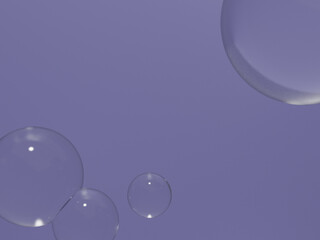 Purple backdrop with bubbles for cosmetic product display. 3d rendering.