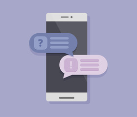 Frequently asked questions concept. 
Question and Answer chat in mobile phone. Vector illustration.