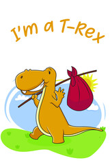 Cute T Rex walking dinosaur cartoon character design vector illustration
