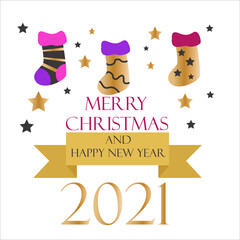 Merry Christmas and Happy New Years 2021 Celebration Vector Template Design Illustration