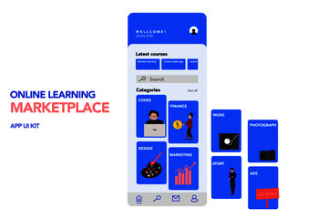 Online learning marketplace ui kit for homepage.