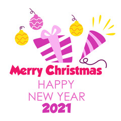 Merry Christmas and Happy New Years 2021 Celebration Vector Template Design Illustration