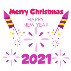 Merry Christmas and Happy New Years 2021 Celebration Vector Template Design Illustration
