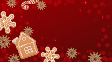 Christmas festive background with place for text. Red Christmas background for cards, banners.