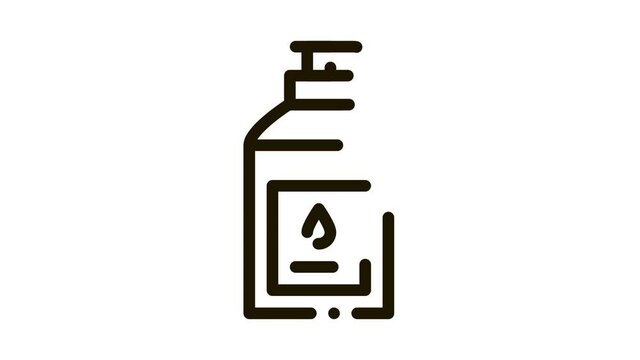 liquid soap bottle Icon Animation. black liquid soap bottle animated icon on white background