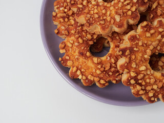 tea biscuits, oatmeal cookies, oatmeal cookies on a white background, confectionery, bakery products