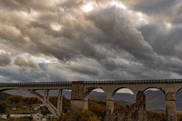 Isernia, Molise, Italy.  Santo Spirito railway bridge. View