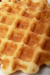 Traditional Belgian waffles isolated on white background, top view