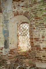 window inside an abandoned Church