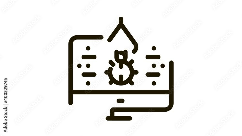 Poster repair program bug icon animation. black repair program bug animated icon on white background