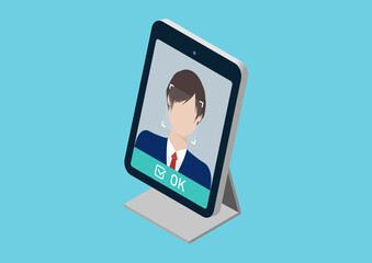 受付・顔認証・AIカメラ・自動検温システム・非接触型受付システム（男性）