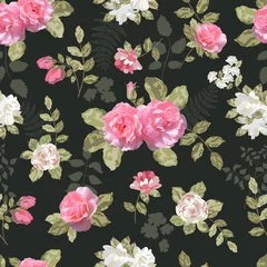 Behang Seamless vintage background with roses © ivgroznii7